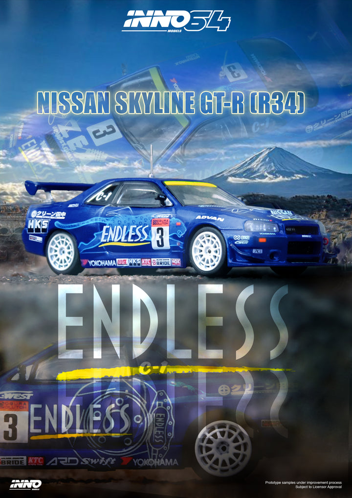 [Preorder] Inno64 1:64 NISSAN SKYLINE GT-R (R34) #3 "ENDLESS ADVAN" Super Taikyu Series 2002 Winner IN64-R34-STS02W