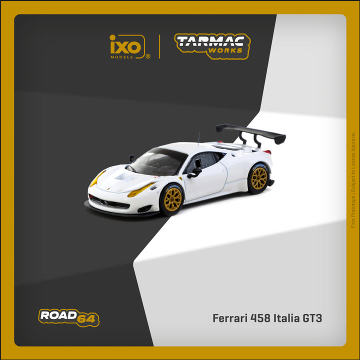 Tarmac Works 1:64 Ferrari 458 Italia GT3 White T64R-074-WH