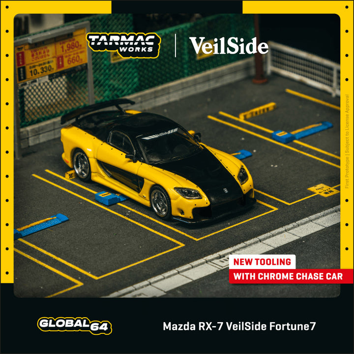 [Preorder] Tarmac Works 1:64 Mazda RX-7 VeilSide Fortune7 Yellow / Black T64G-075-YE