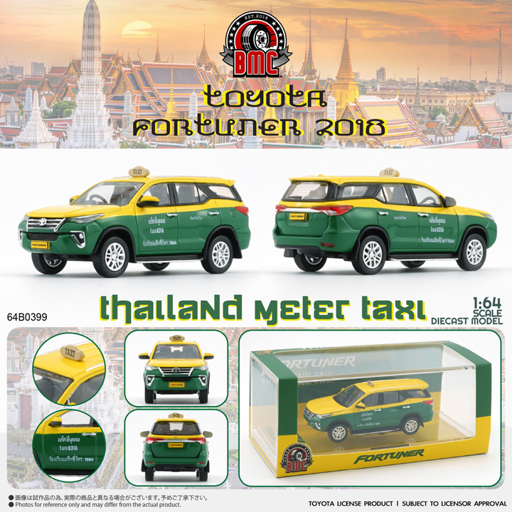 BM Creation 1:64 Toyota Fortuner 2018 -Thailand Taxi (RHD) 64B0399