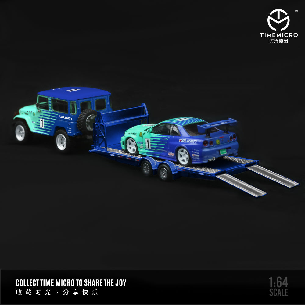 TimeMicro 1:64 Falken Nissan GTR34 and Toyota FJ40 Trailar (4 Varient)