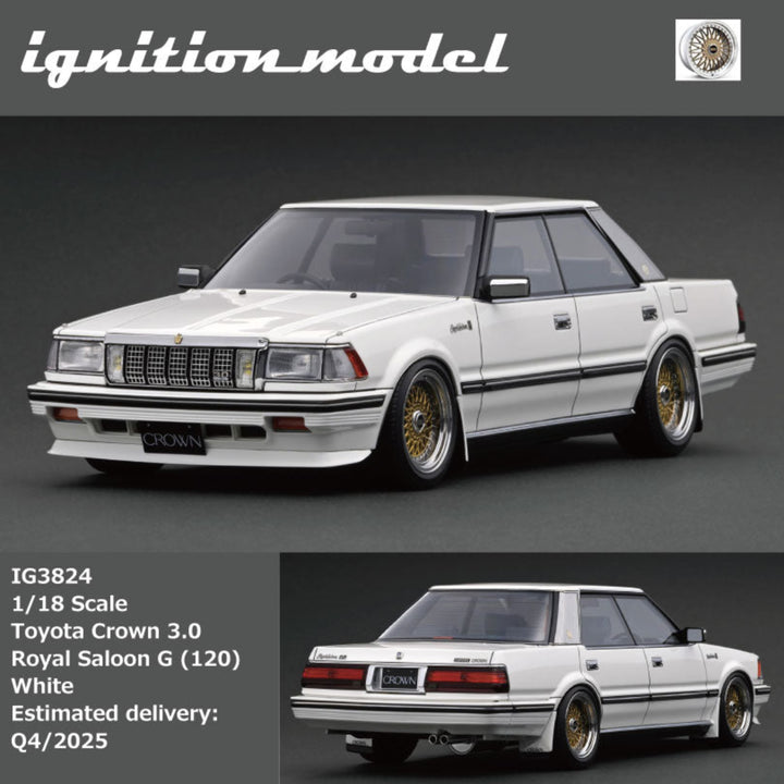 [Preorder] Ignition Model 1:18 Toyota Crown 3.0 Royal Saloon G (120) Pearl White/Gold (2 Colours)
