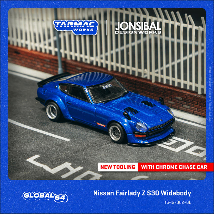 [Preorder] Tarmac Works 1:64 Nissan Fairlady Z S30 Widebody - Designed by Jon Sibal Blue T64G-062-BL