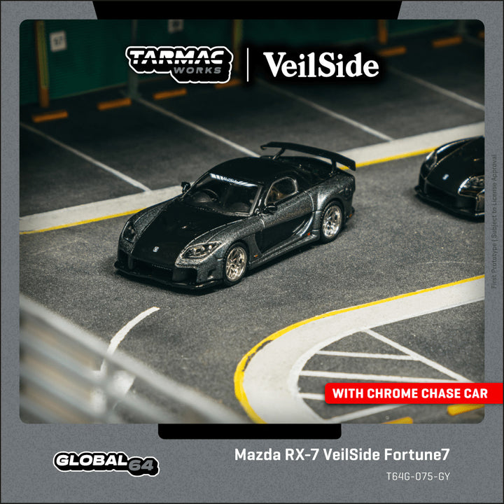 [Preorder] Tarmac Works 1:64 Mazda RX-7 VeilSide Fortune7 Grey metallic / Black T64G-075-GY