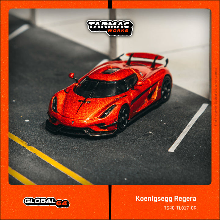 [Preorder] Tarmac Works 1:64 Koenigsegg Regera Orange Metallic / Black Stripes T64G-TL017-OR