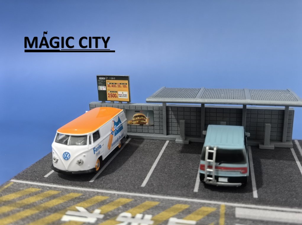 [Preorder] Magic City 1:64 Japanese McDonald's & Parking Lot Scene 110081