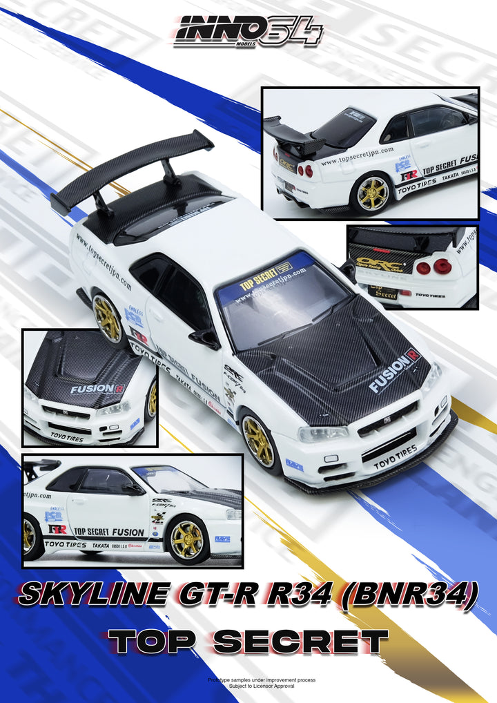 [Preorder] Inno64 1:64 TOP SECRET R34 GT-R White IN64-R34TS-WHI