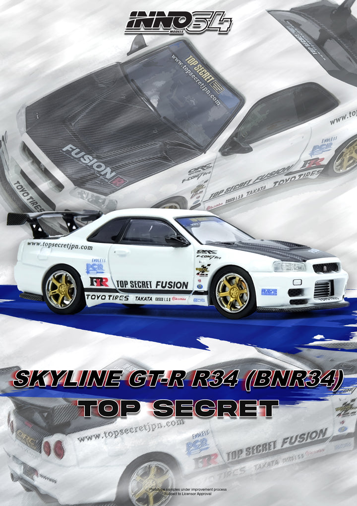 [Preorder] Inno64 1:64 TOP SECRET R34 GT-R White IN64-R34TS-WHI