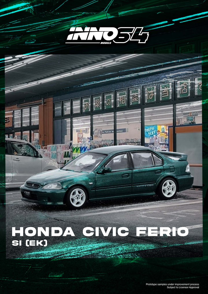 [Preorder] Inno64 1:64 HONDA CIVIC Ferio Si (EK) Green IN64-EKS-GREEN
