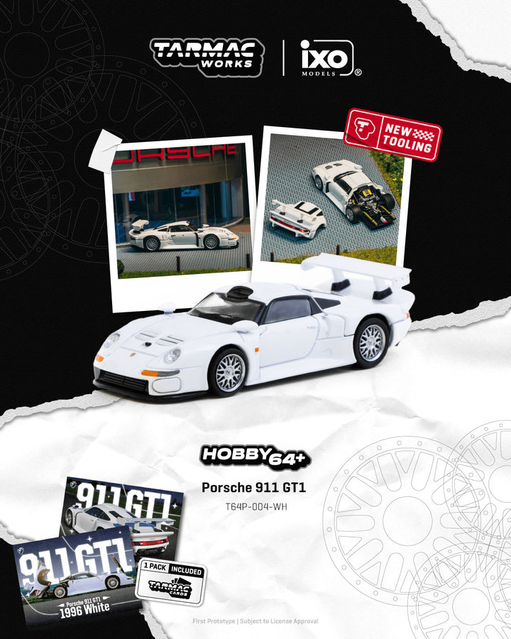 [Preorder] Tarmac Works 1:64 Porsche 911 GT1 White T64P-004-WH