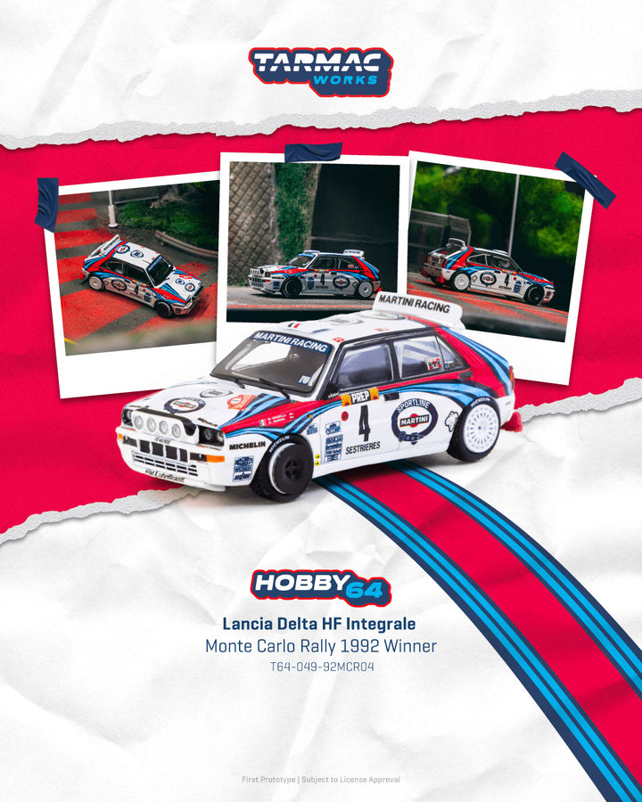 [Preorder] Tarmac Works 1:64 Lancia Delta HF Integrale Monte Carlo Rally 1992 Winner T64-049-92MCR04