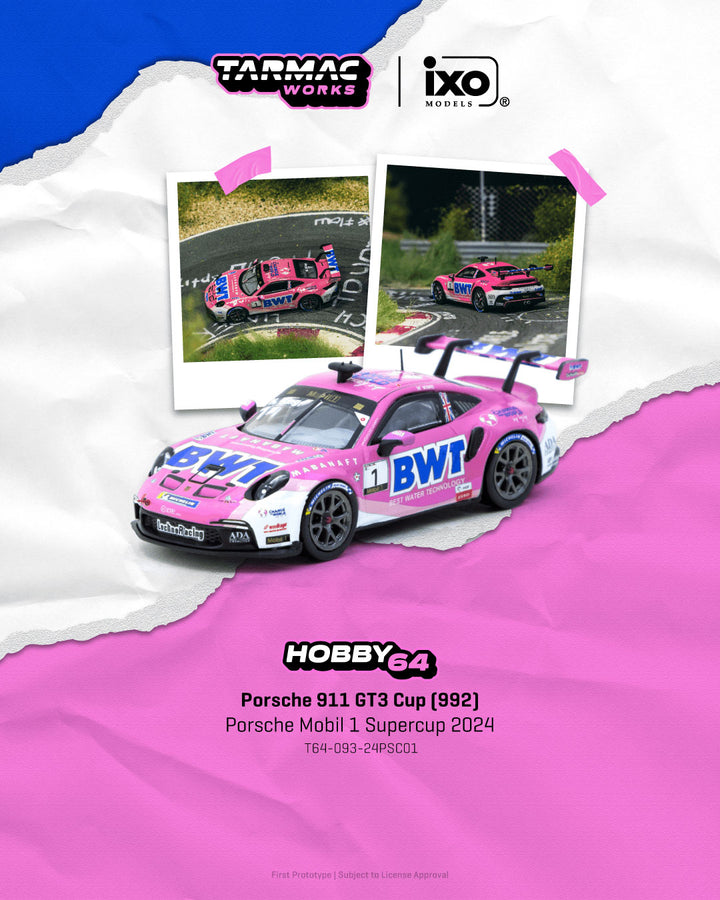 [Preorder] Tarmac Works 1:64 Porsche 911 GT3 Cup (992) Porsche Mobil 1 Supercup 2024 T64-093-24PSC01