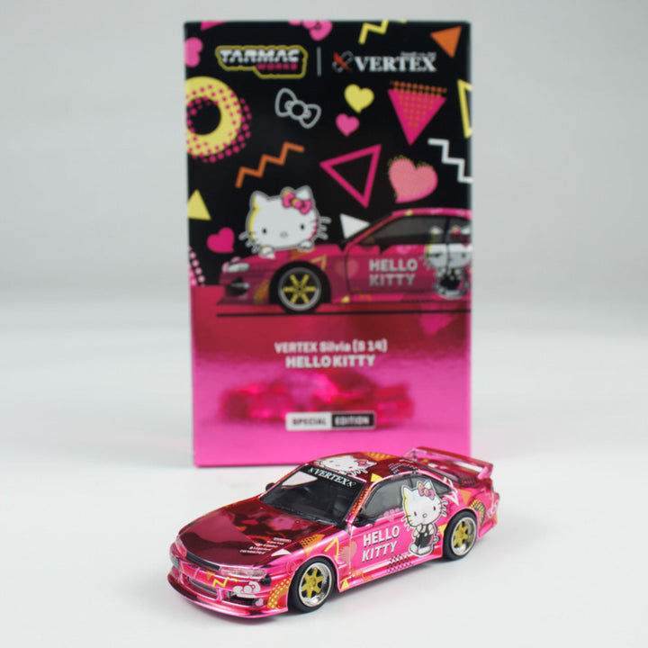 [Preorder] Tarmac Works 1:64 VERTEX Silvia (S 14), Hello Kitty, Pink Chrome T64G-018-HK2