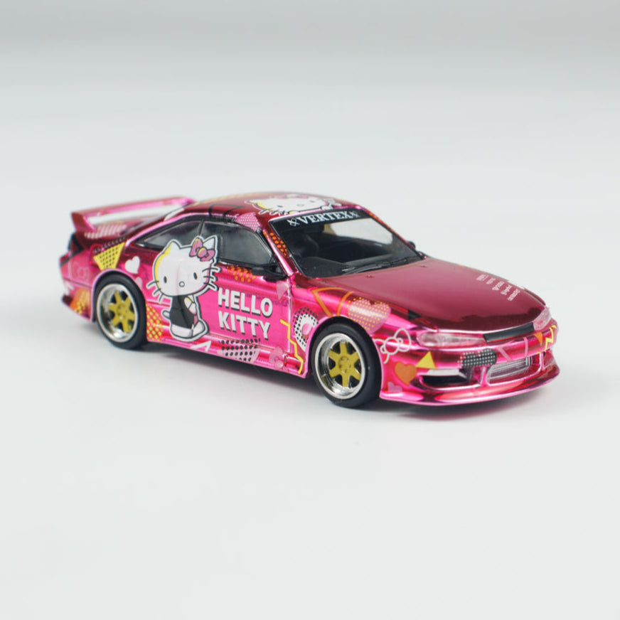 [Preorder] Tarmac Works 1:64 VERTEX Silvia (S 14), Hello Kitty, Pink Chrome T64G-018-HK2