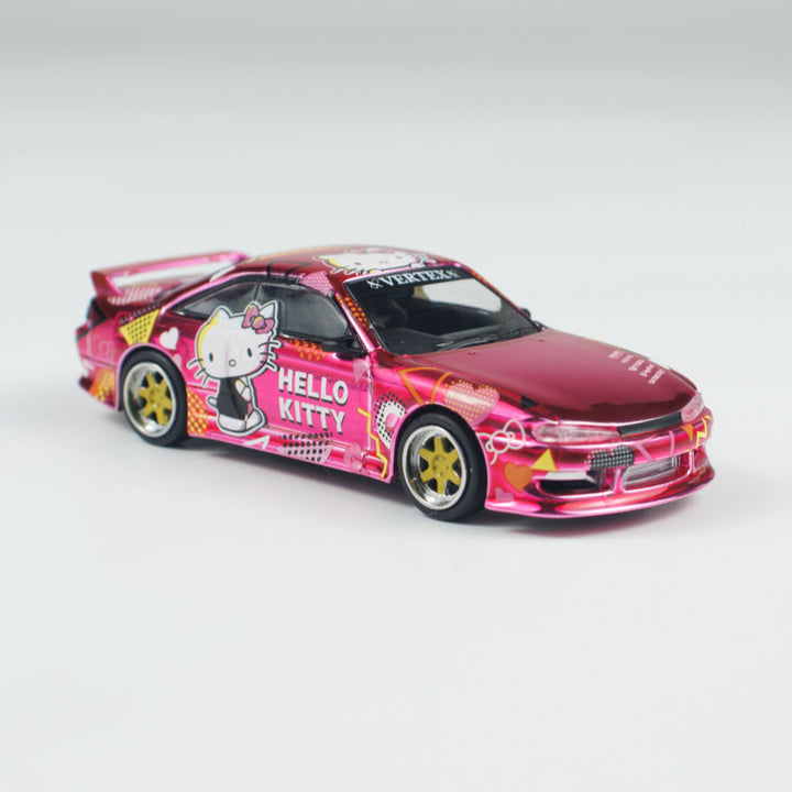 [Preorder] Tarmac Works 1:64 VERTEX Silvia (S 14), Hello Kitty, Pink Chrome T64G-018-HK2