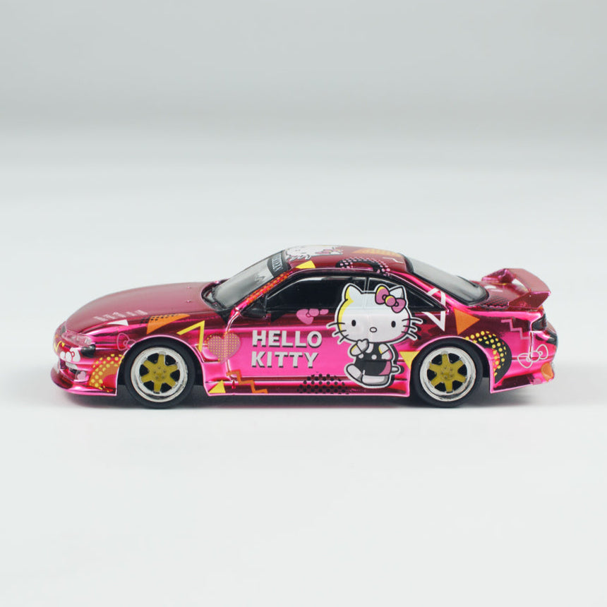 [Preorder] Tarmac Works 1:64 VERTEX Silvia (S 14), Hello Kitty, Pink Chrome T64G-018-HK2