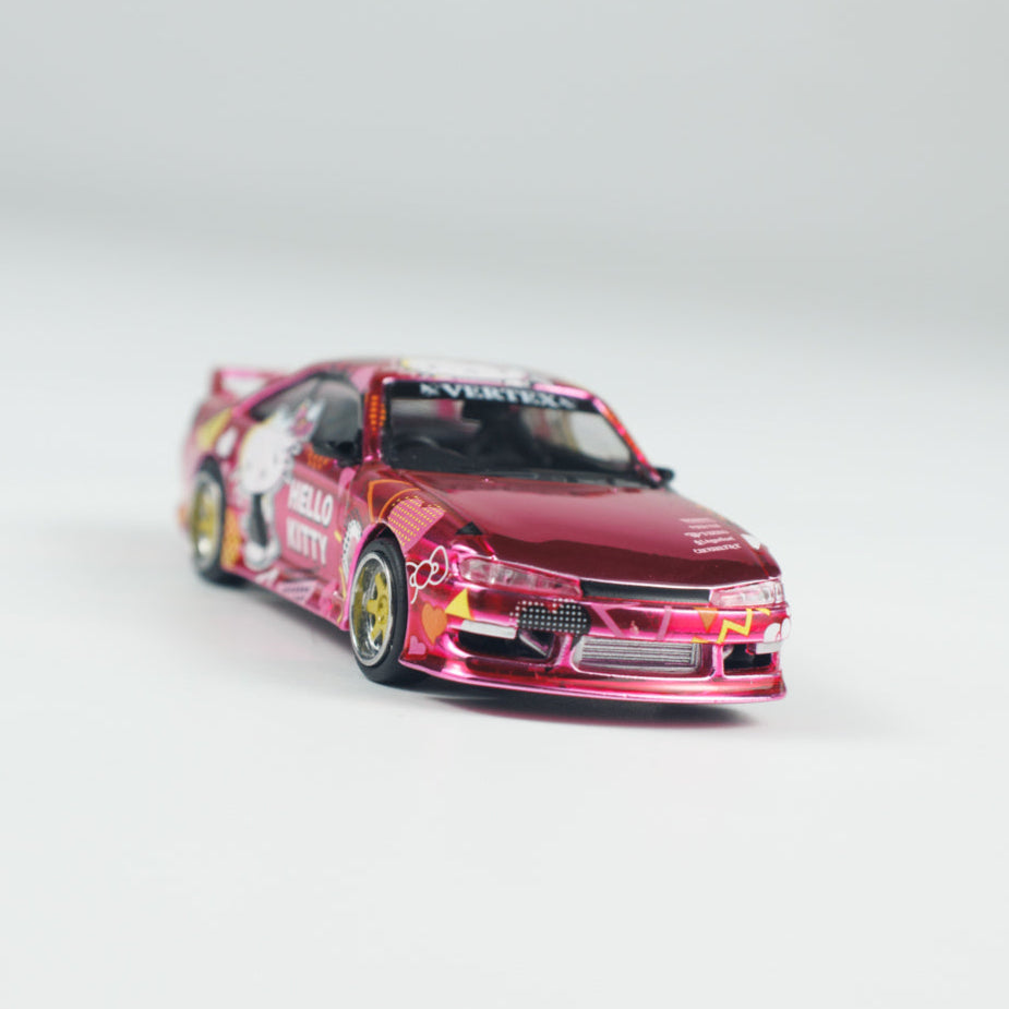 [Preorder] Tarmac Works 1:64 VERTEX Silvia (S 14), Hello Kitty, Pink Chrome T64G-018-HK2