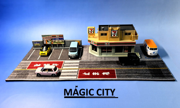 [Preorder] Magic City 1:64 7-Eleven Convenience Store & Parking Lot Scenario 110082