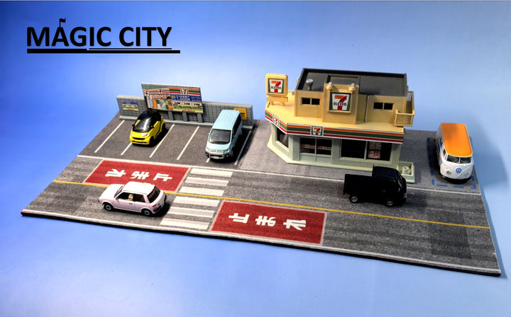 [Preorder] Magic City 1:64 7-Eleven Convenience Store & Parking Lot Scenario 110082