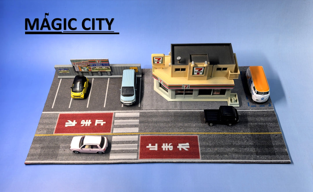 [Preorder] Magic City 1:64 7-Eleven Convenience Store & Parking Lot Scenario 110082
