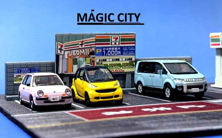 [Preorder] Magic City 1:64 7-Eleven Convenience Store & Parking Lot Scenario 110082