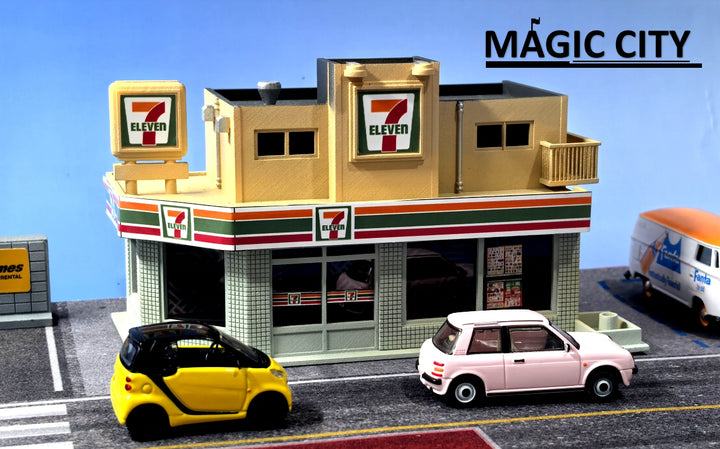 [Preorder] Magic City 1:64 7-Eleven Convenience Store & Parking Lot Scenario 110082