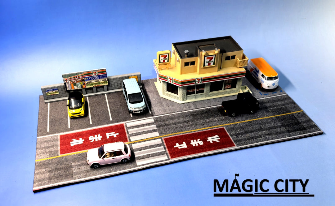 [Preorder] Magic City 1:64 7-Eleven Convenience Store & Parking Lot Scenario 110082