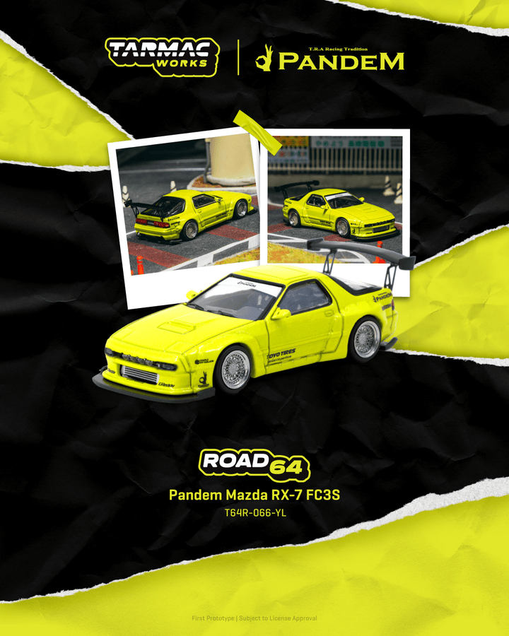 [Preorder] Tarmac Works 1:64 Pandem Mazda RX-7 FC3S Yellow T64R-066-YL