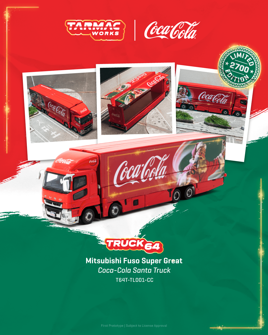 Tarmac Works 1:64 Mitsubishi Fuso Super Great Coca-Cola Santa Tarmac Works 1:64 Mitsubishi Fuso Super Great Coca-Cola Santa