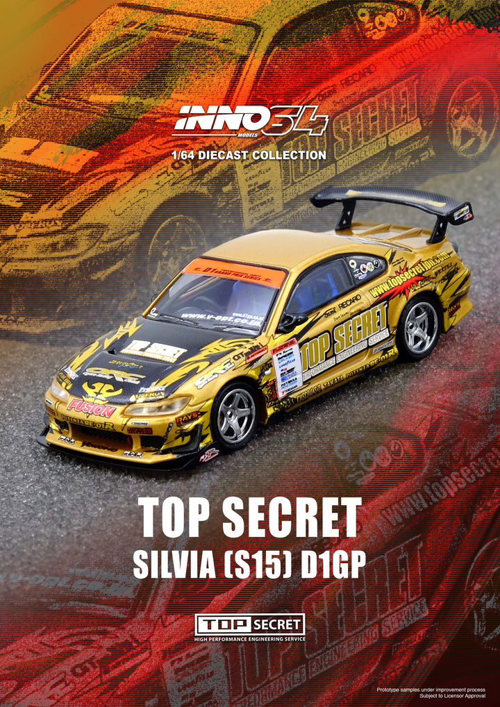 [Preorder] Inno64 1:64 "TOP SECRET Silvia (S15) Gold D1 Grand Prix Series Champion 2004" IN64-S15TS-D104