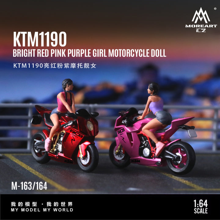 [Preorder] MoreArt 1:64 KTM1190 BRIGHT RED PINK PURPLE GIRL MOTORCYCLE DOLL (2 Colours)