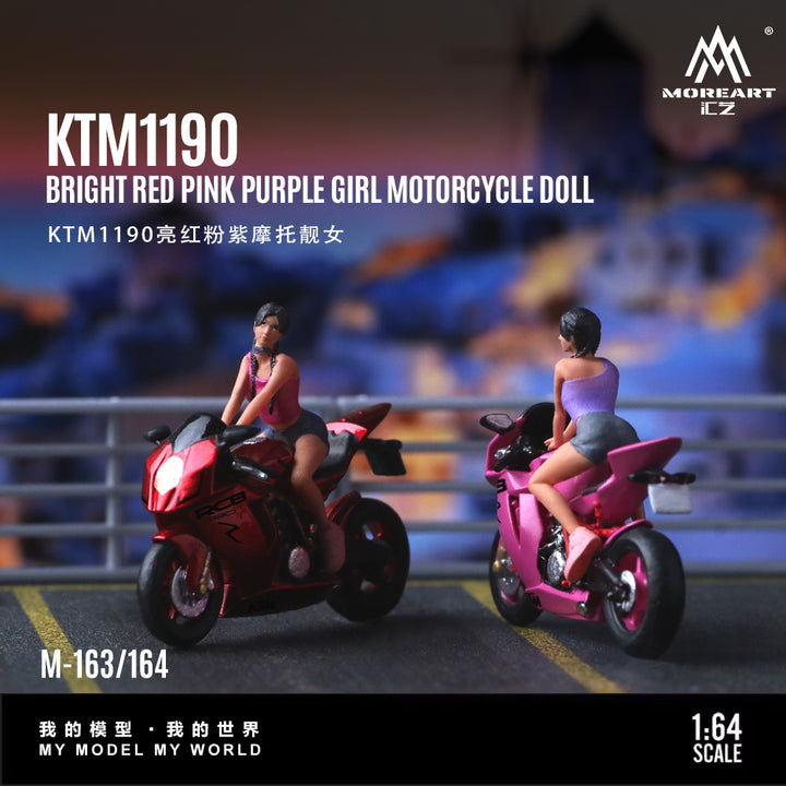 [Preorder] MoreArt 1:64 KTM1190 BRIGHT RED PINK PURPLE GIRL MOTORCYCLE DOLL (2 Colours)