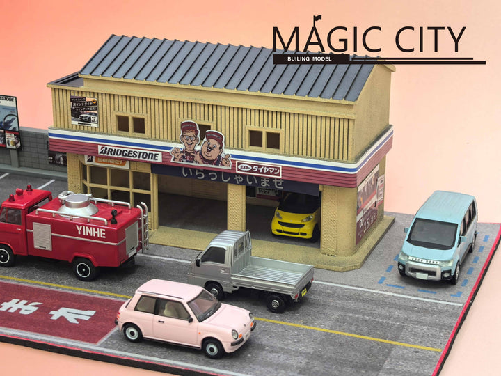 [Preorder] Magic City 1:64 Japanese Bridgestone Tire &amp; Wheel Tuning &amp; Repair Garage Diorama 110090