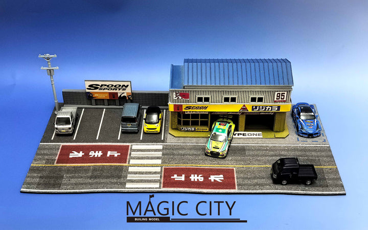 [Preorder] Magic City 1:64 Japanese SPOON Tuning &amp; Repair Garage Diorama 110091