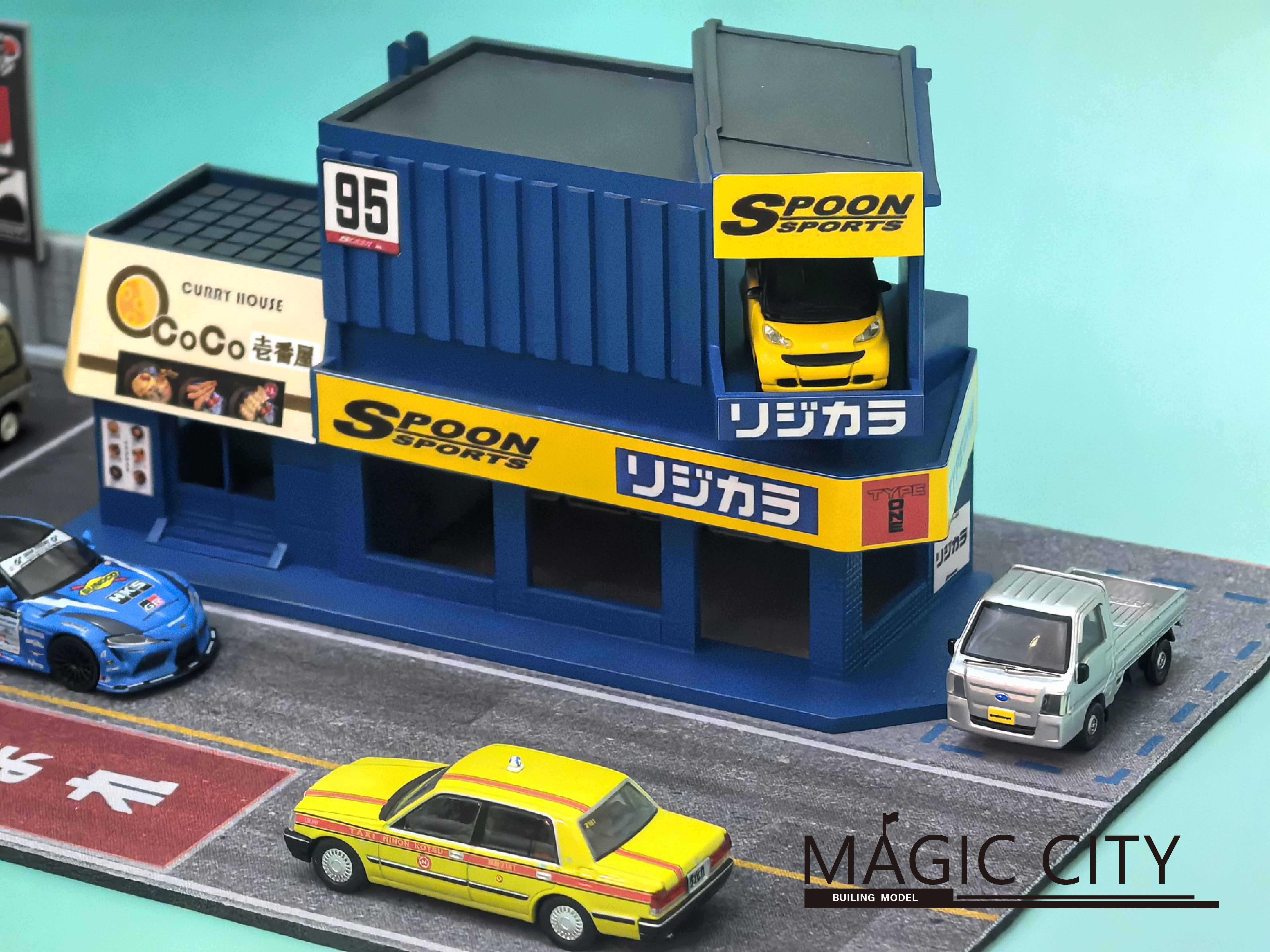 MAGIC CITY 1:64 スケール ミニカーセット Preorder] Magic City 1:64 Japanese SPOON Tuning & Omurice Shop