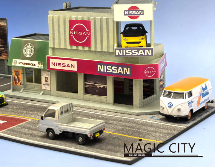 [Preorder] Magic City 1:64 Japanese NISSAN Tuning Shop &amp; Starbucks Diorama 110093