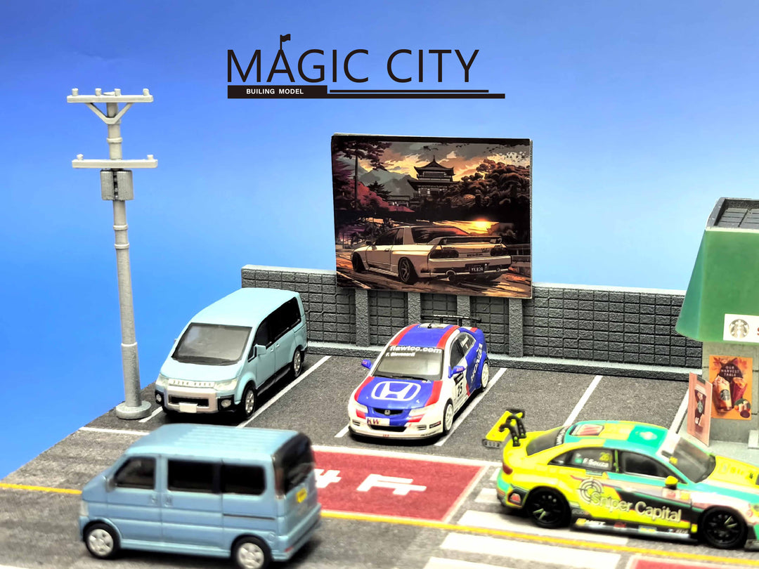 [Preorder] Magic City 1:64 Japanese NISSAN Tuning Shop &amp; Starbucks Diorama 110093