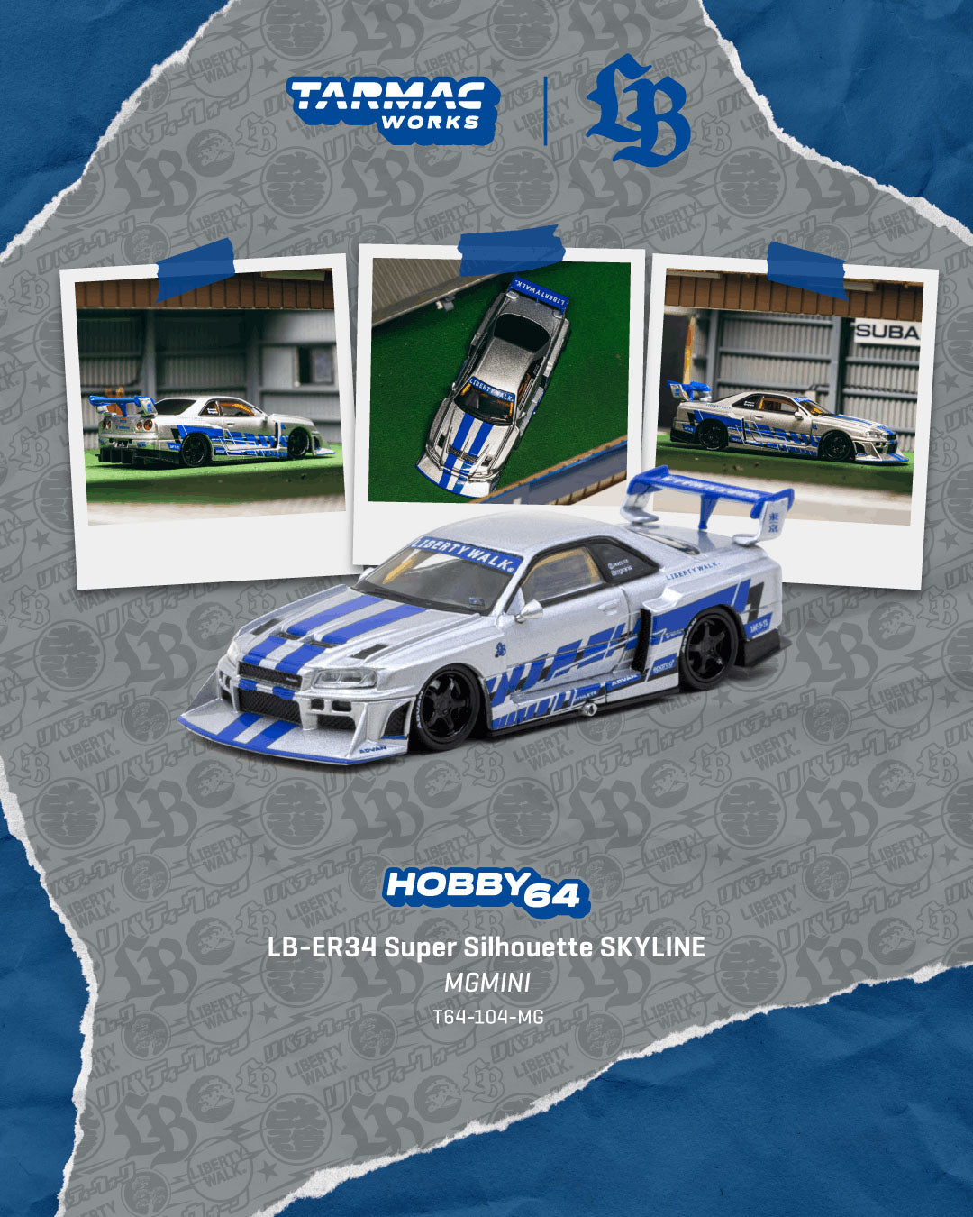 [Preorder] Tarmac Works 1:64 LB-ER34 Super Silhouette SKYLINE MGMINI T64-104-MG