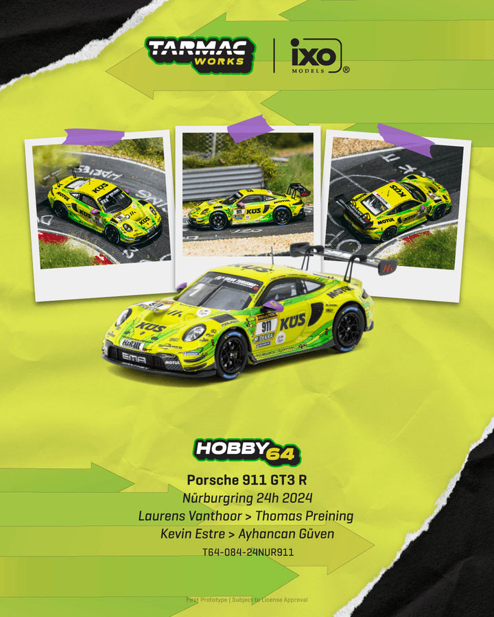 [Preorder] Tarmac Works 1:64 Porsche 911 GT3 R Nürburgring 24h 2024 Laurens Vanthoor / Thomas Preining / Kevin Estre / Ayhancan Güven T64-084-24NUR911