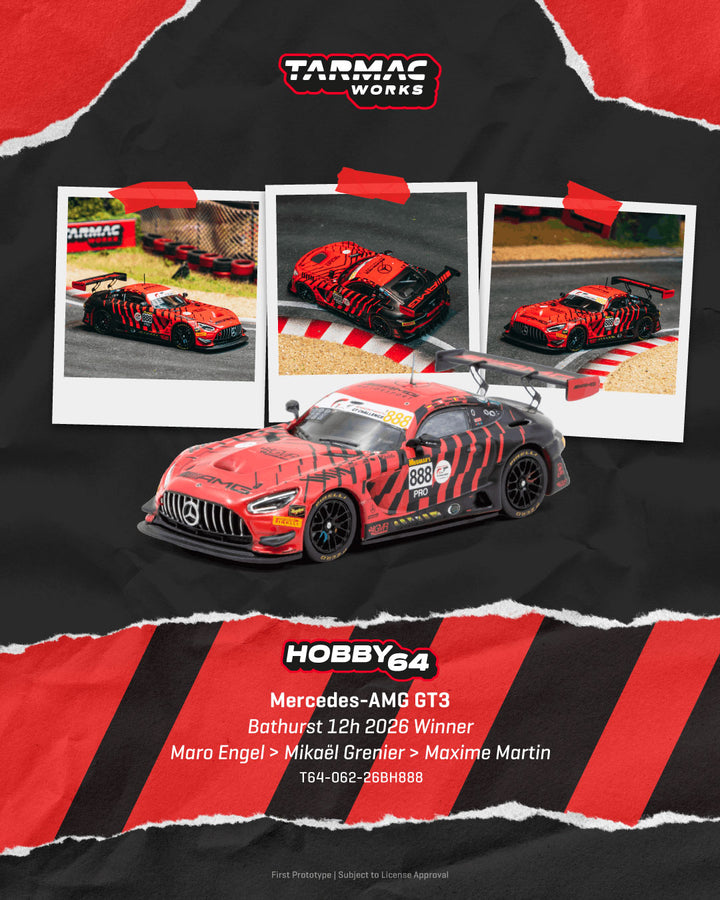 [Preorder] Tarmac Works 1:64 Mercedes-AMG GT3 Bathurst 12h 2026 Winner Maro Engel / Mikaël Grenier / Maxime Martin T64-062-26BH888
