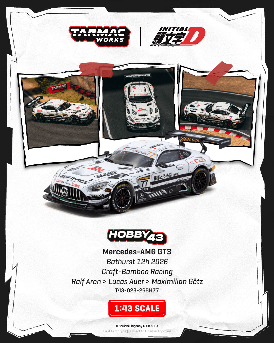 [Preorder] Tarmac Works 1:43 Mercedes-AMG GT3 Bathurst 12h 2026 Craft-Bamboo Racing Ralf Aron / Lucas Auer / Maximilian Götz T43-023-26BH77