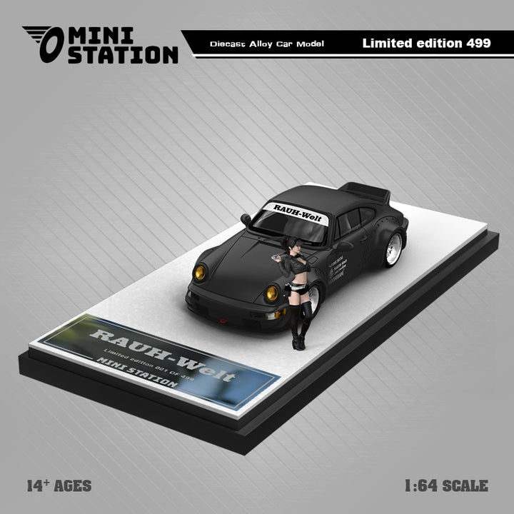 [Preorder] Mini Station 1:64 Porsche RWB 964 Ducktail SAMURAI Black