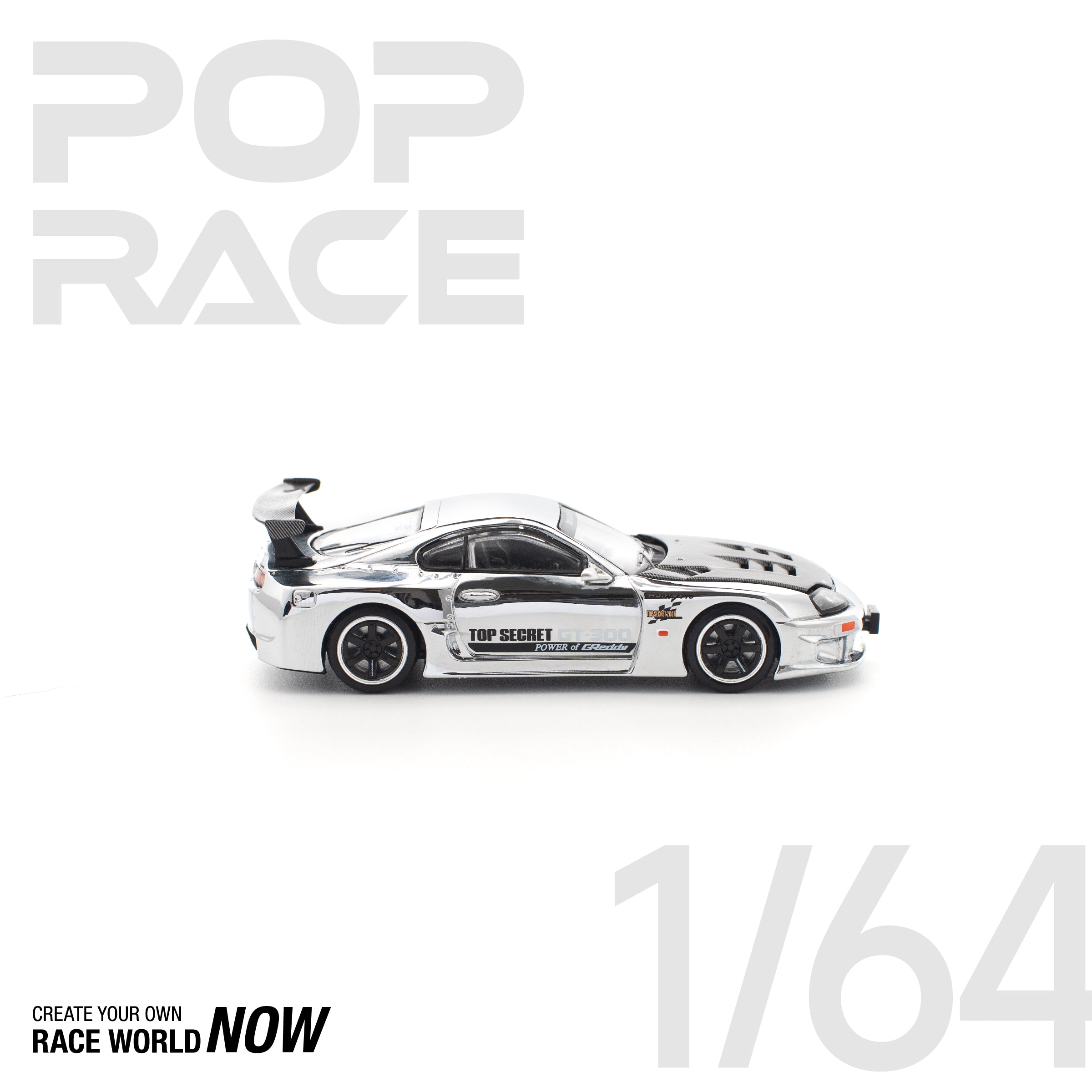 Preorder] POPRACE 1:64 Top Secret GT300 Supra - Silver Chrome