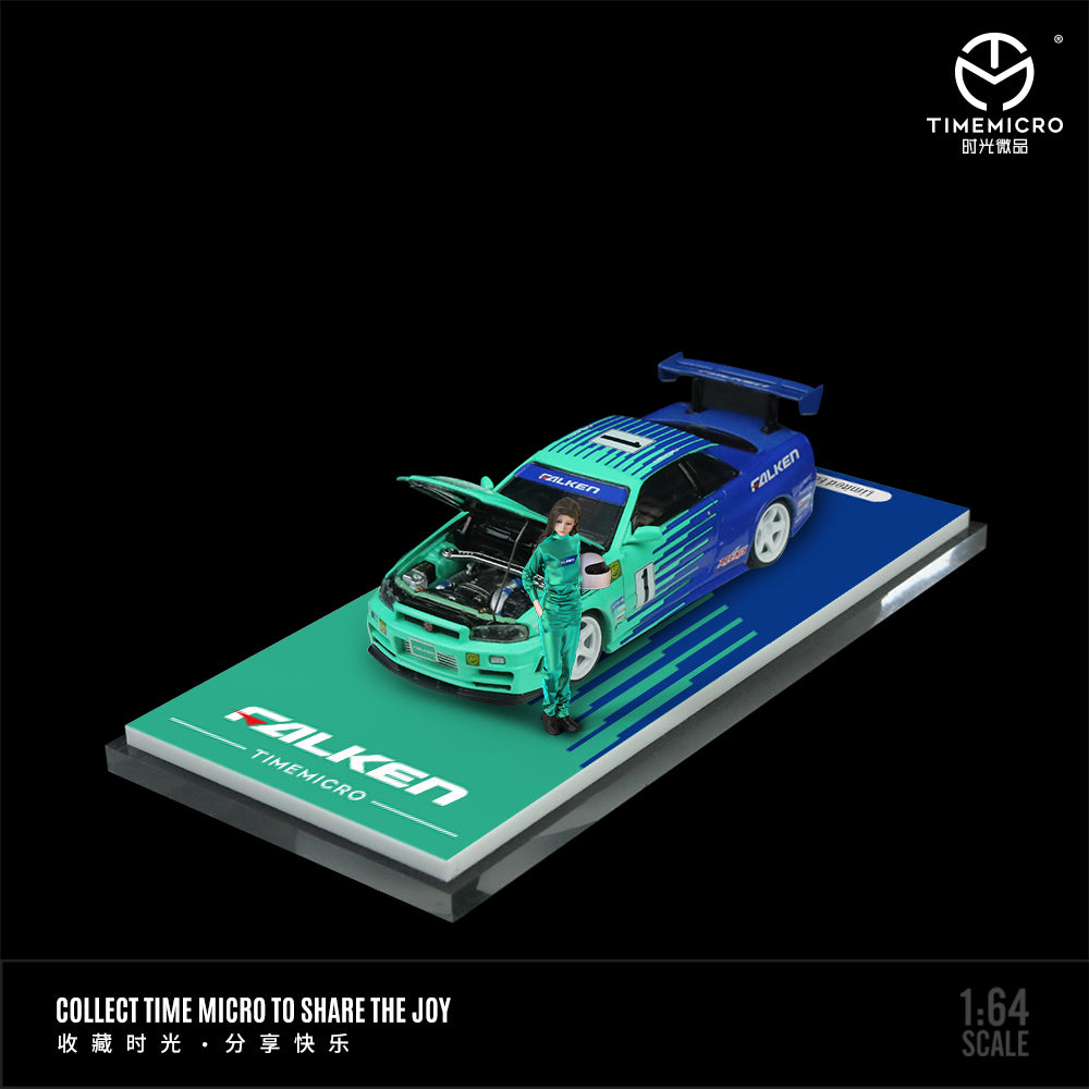 TimeMicro 1:64 Falken Nissan GTR34 and Toyota FJ40 Trailer