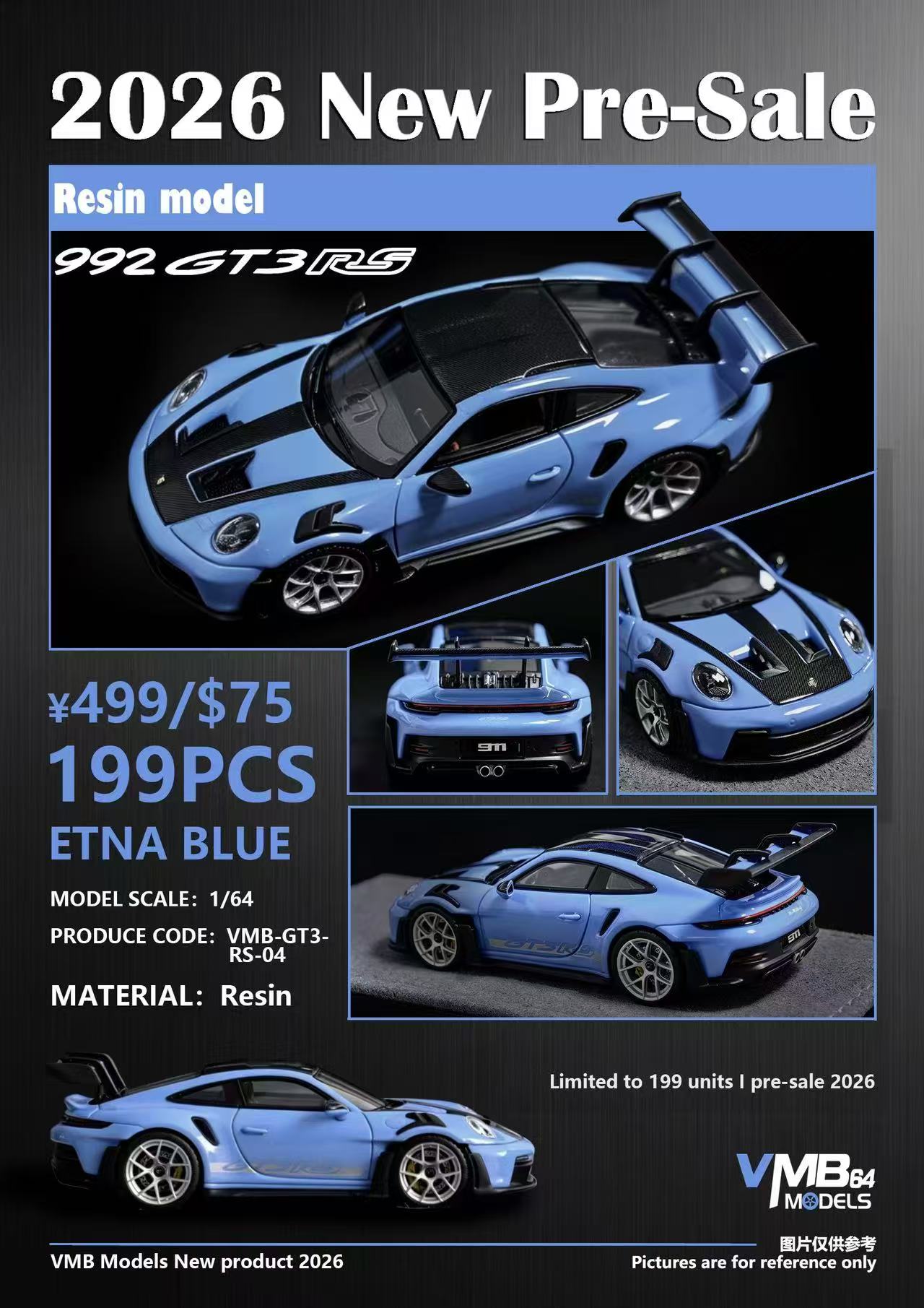Preorder] VMB 1:64 Porsche 992 GT3 RS (2 Colours) VMB-GT3-RS-04