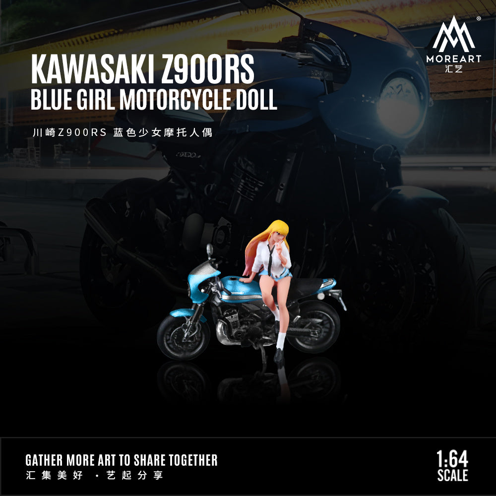 [Preorder] MoreArt 1:64 KAWASAKI Z900RS BLUE GIRL MOTORCYCLE DOLL MO222092