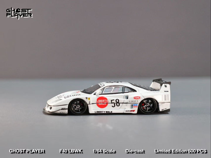 [Preorder] Ghost Player 1:64 LBWK Ferrari F40 - White #58 livery