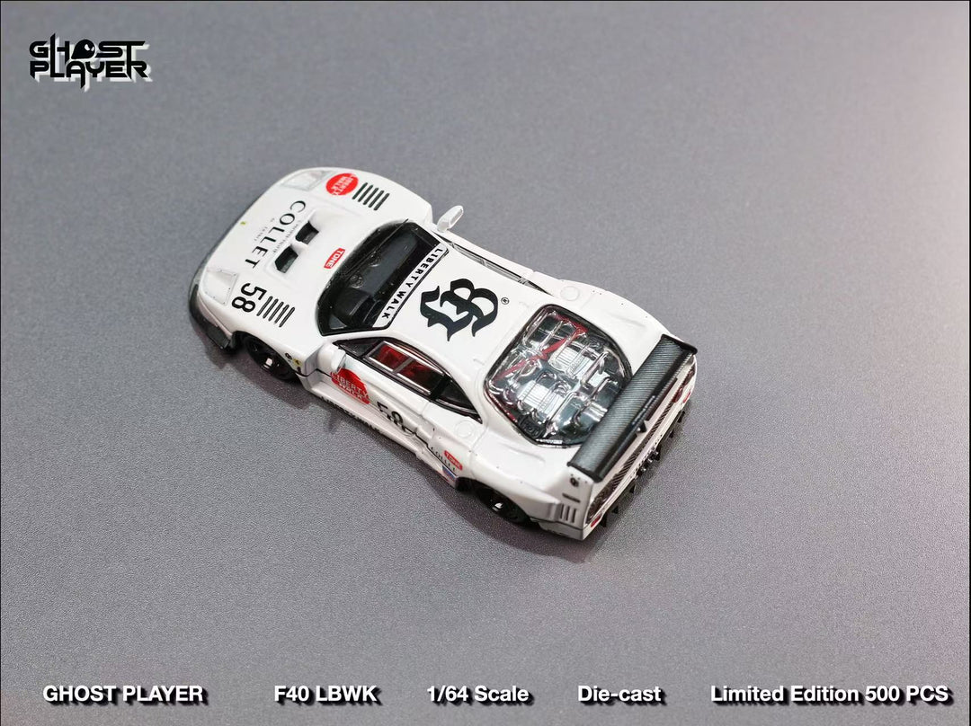 [Preorder] Ghost Player 1:64 LBWK Ferrari F40 - White #58 livery