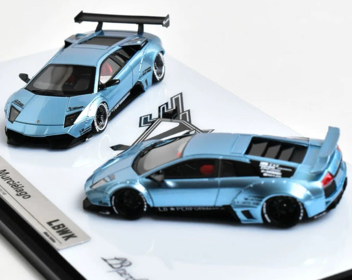 Original 1:64 LB Lamborghini lp640 Murciélago High Tail Pearl Tail Ice Blue Double car set