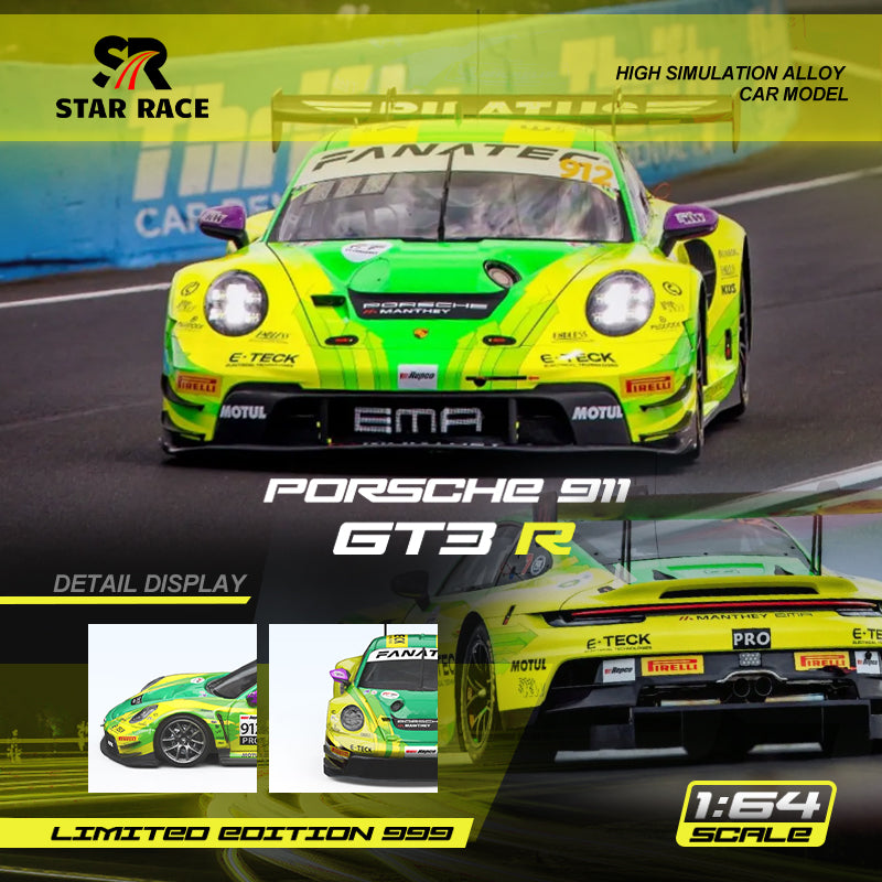 [Preorder] Star Race 1:64 Porsche 911 GT3 Racing Livery Yellow